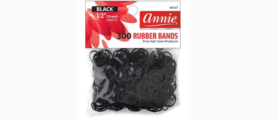 ANNIE 300PC RUBBER BANDS BLACK MEDIUM