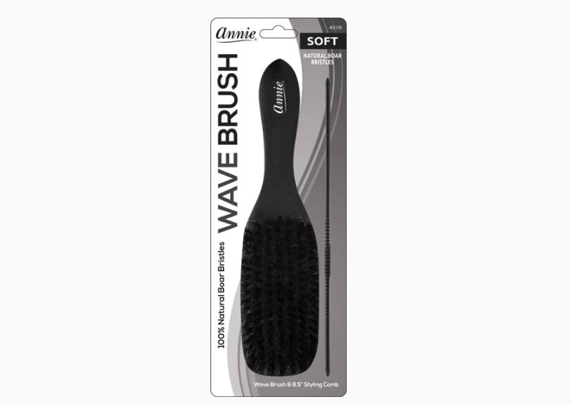 ANNIE SOFT WOOD WAVE BOAR BRISTLE BRUSH WITH COMB 8.5"