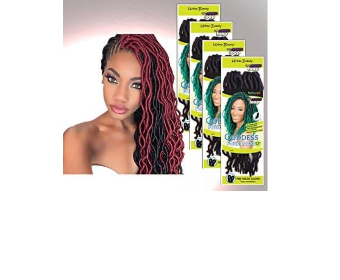 4 Packs of Urban Beauty NaturAll Goddess Faux Locks 12” Long Crochet Hair