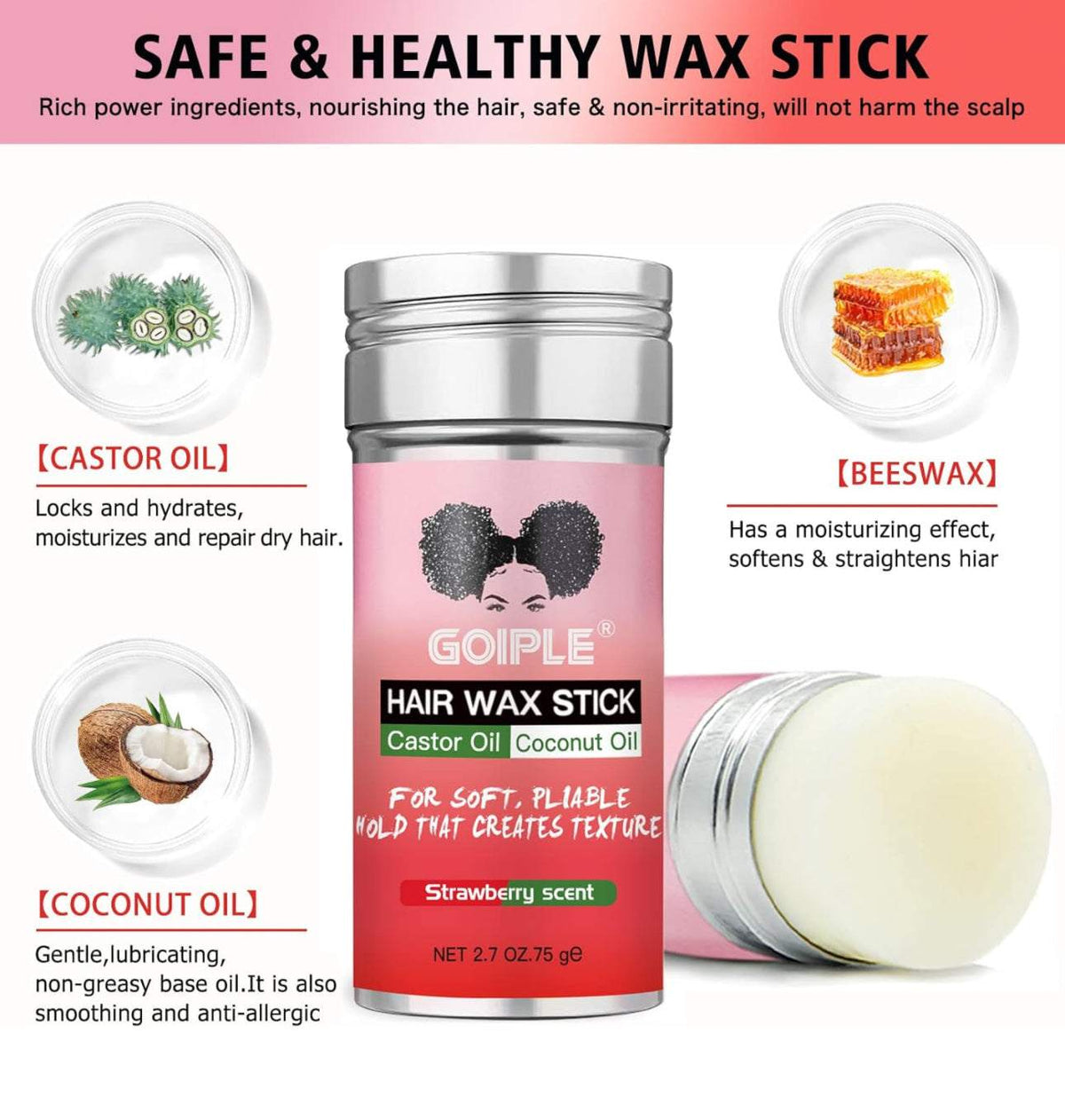 Goiple Wax Stick for Hair Strawberry Scent