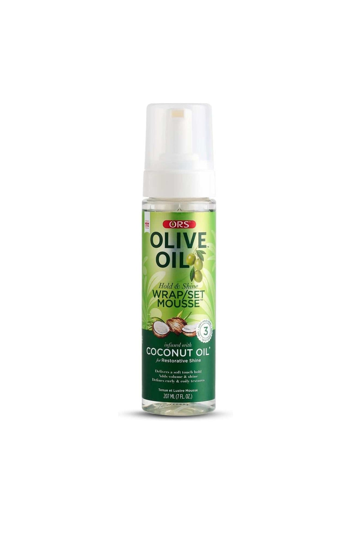 ORS Olive Oil Classics Hold and Shine Mousse, Moisturizing Wrap/Set Hair Mousse 7oz